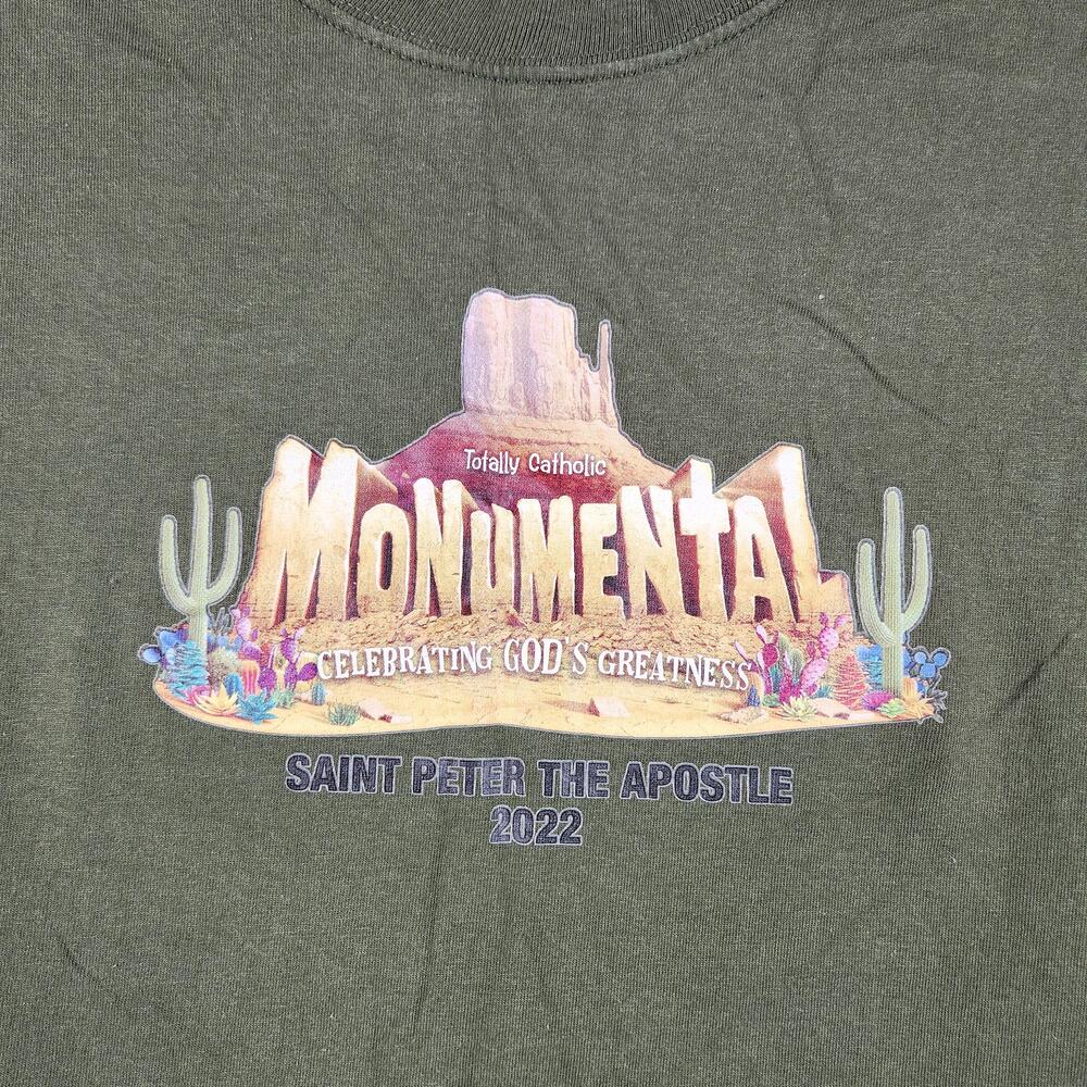 Monumental Saint Peter Apostle Shirt Mens Medium Green Catholic VBS Graphic Logo